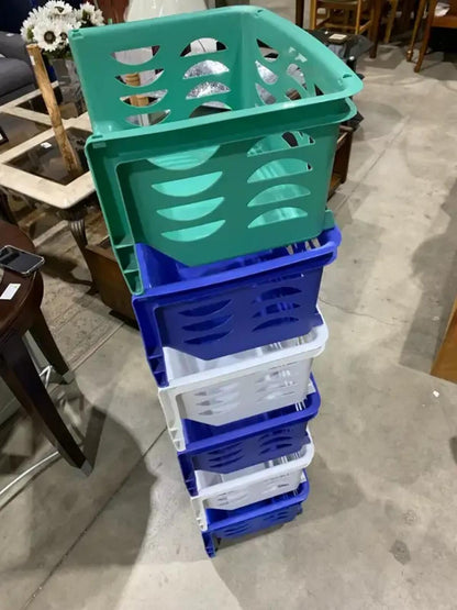 Blue/white Sterilite Stacking Storage Tower -6 organizers