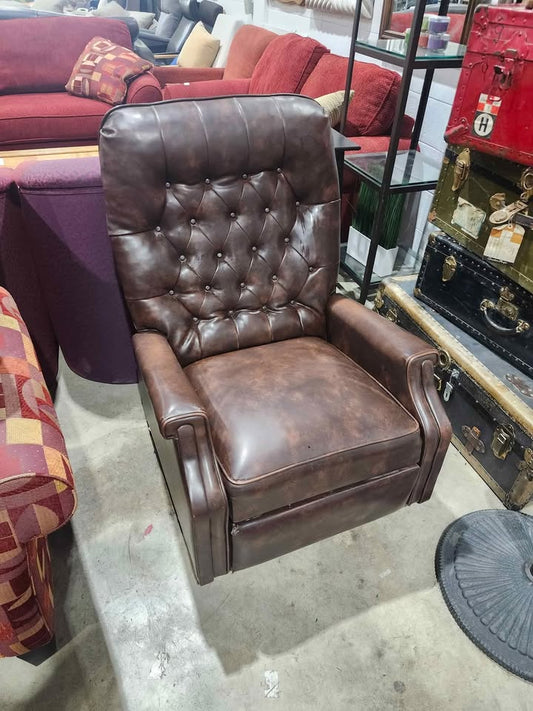 Vintage Brown Leather Recliner/Rocking Chair