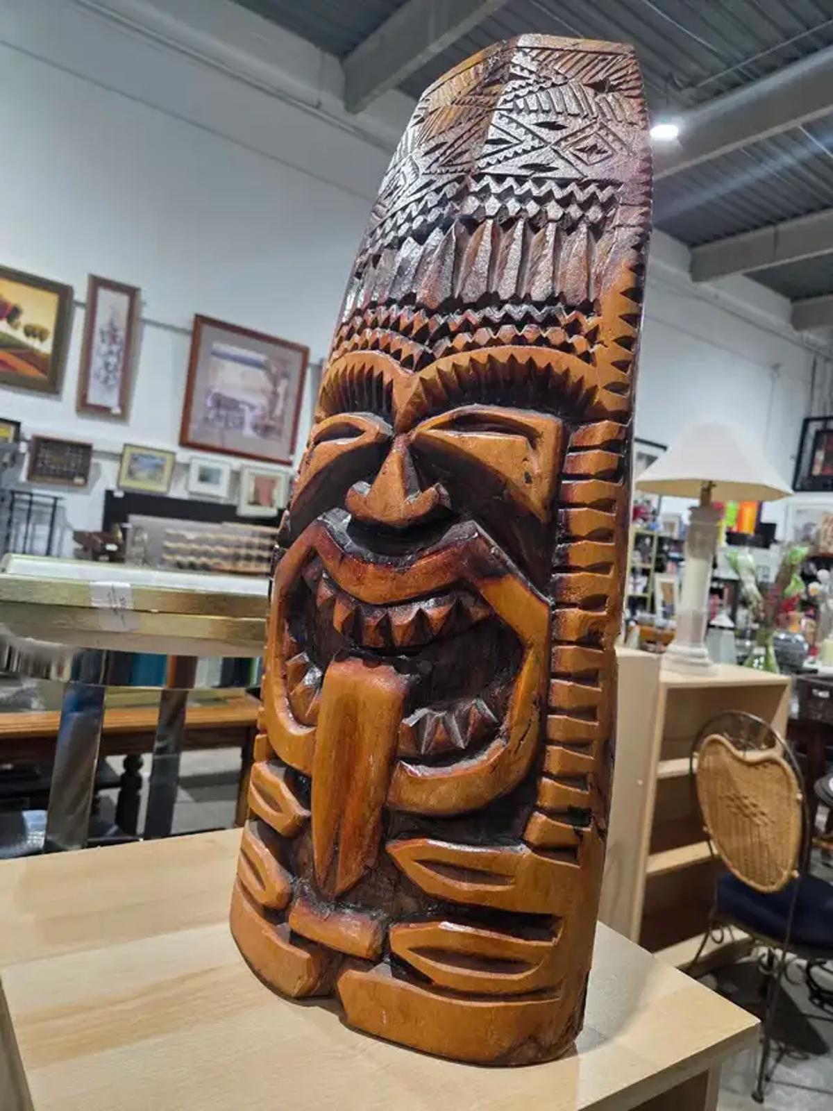 Unique Wooden Handcarved Tiki Statue 26"