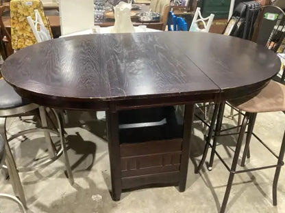 Dark Wood Dining Table with Pedestal Base