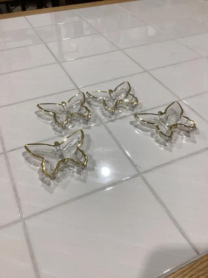 Gold Rim Glass Butterfly Dishes - Set of 4