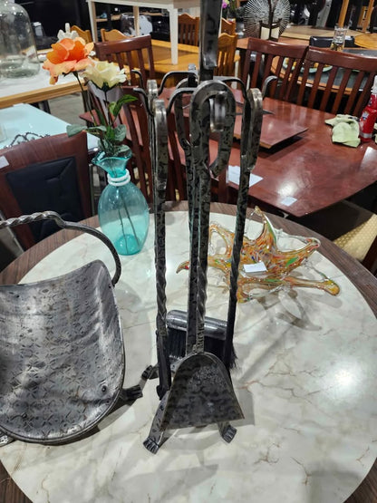 Wrought Iron Fireplace Tool Set with Log Holder