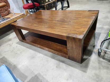 Large Wood Coffee Table with Shelf