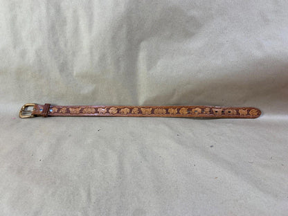 Vintage Chambers Disney western tooled brown leather kids belt
