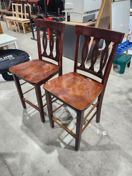 Set of Two Wooden Bar Stools