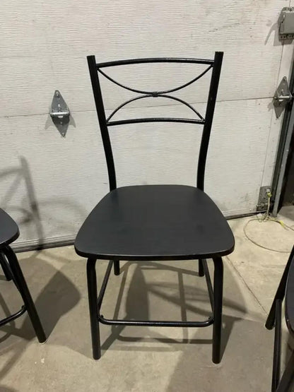 Set of 4 Black Metal and Wooden effect Chairs