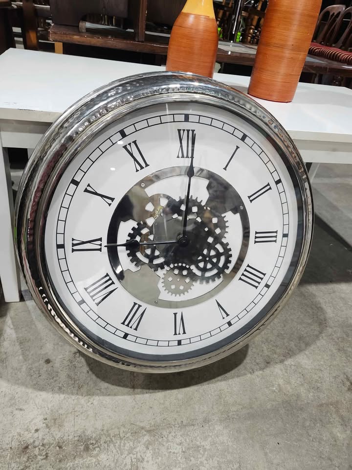 Silver Gear Wall Clock