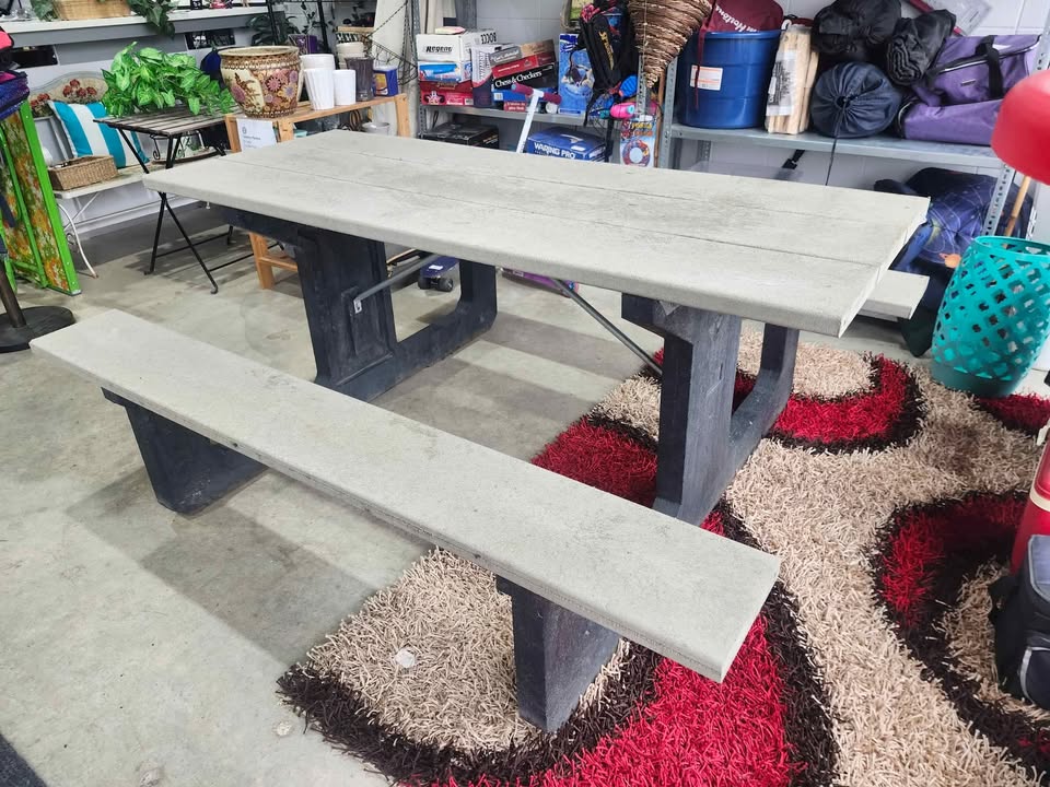 Large Heavy Duty Outdoor Picnic Table - Stone Effect