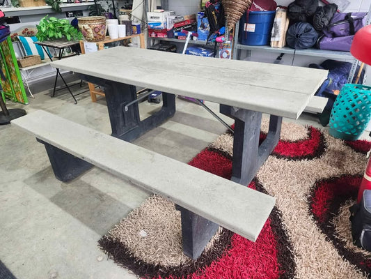 Large Heavy Duty Outdoor Picnic Table - Stone Effect
