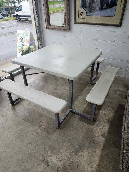 Huge Square Picnic Table w/ Attached Benches - 2 Available