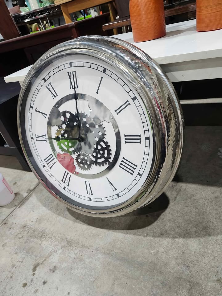Silver Gear Wall Clock