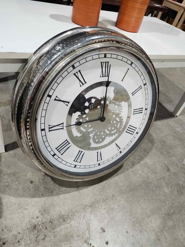 Silver Gear Wall Clock