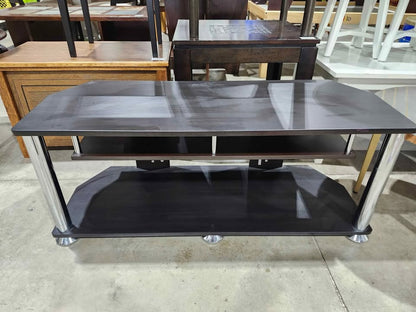 Dark Brown TV Stand with Chrome Legs
