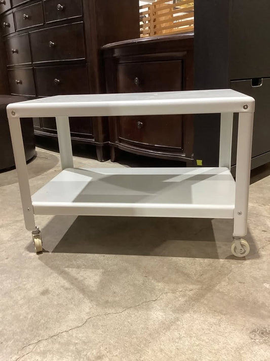 White Metal Rolling Cart