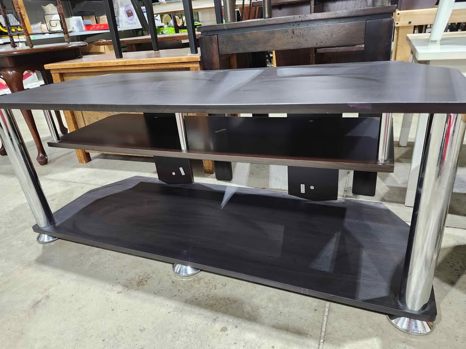 Dark Brown TV Stand with Chrome Legs