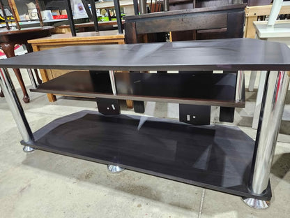 Dark Brown TV Stand with Chrome Legs