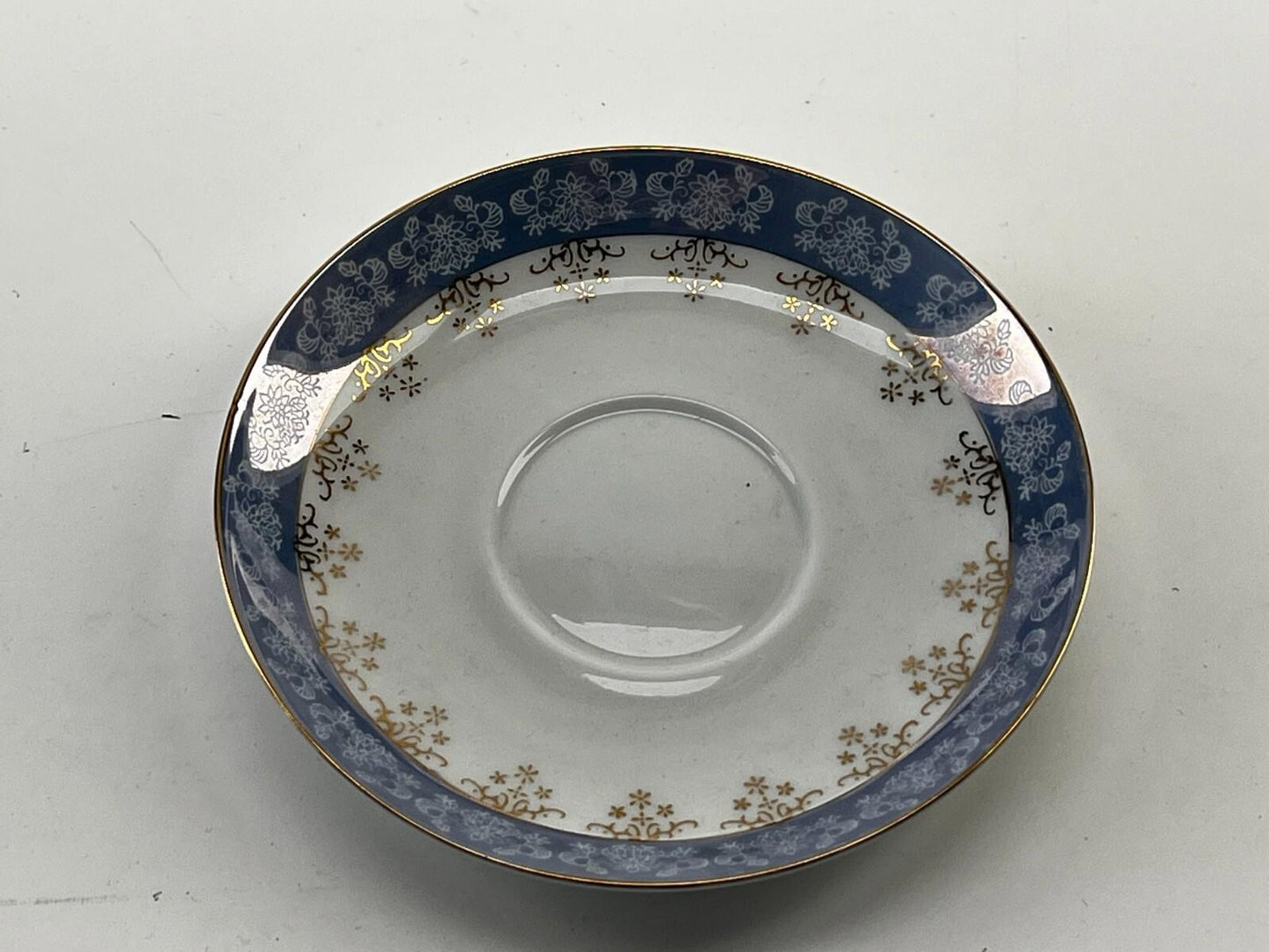 1 Cup w/Matching Saucer China 977 Porcelain Blue/White/Gold