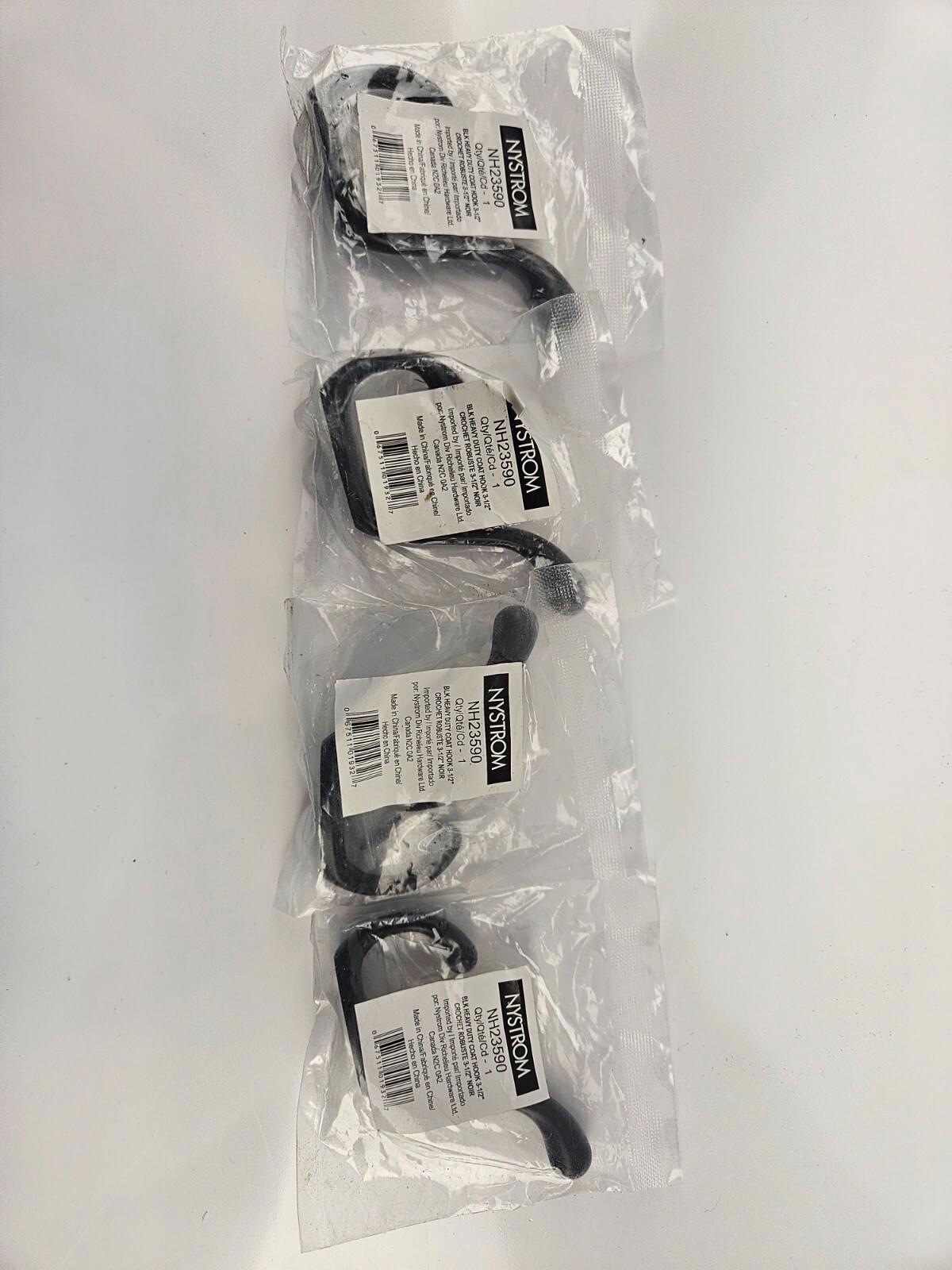 Lot of 4 - Nystrom 3-1/2 in Black Heaby Duty Decorative Wall Hooks