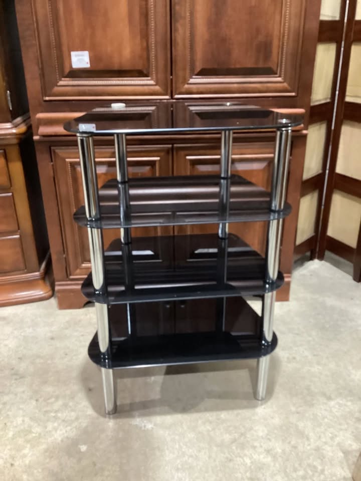 Black Glass & Chrome 3-Tier Stand