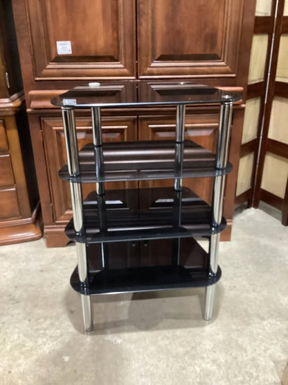 Black Glass & Chrome 3-Tier Stand