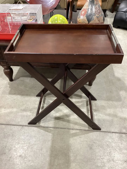 Brown Wood Butler Tray Table
