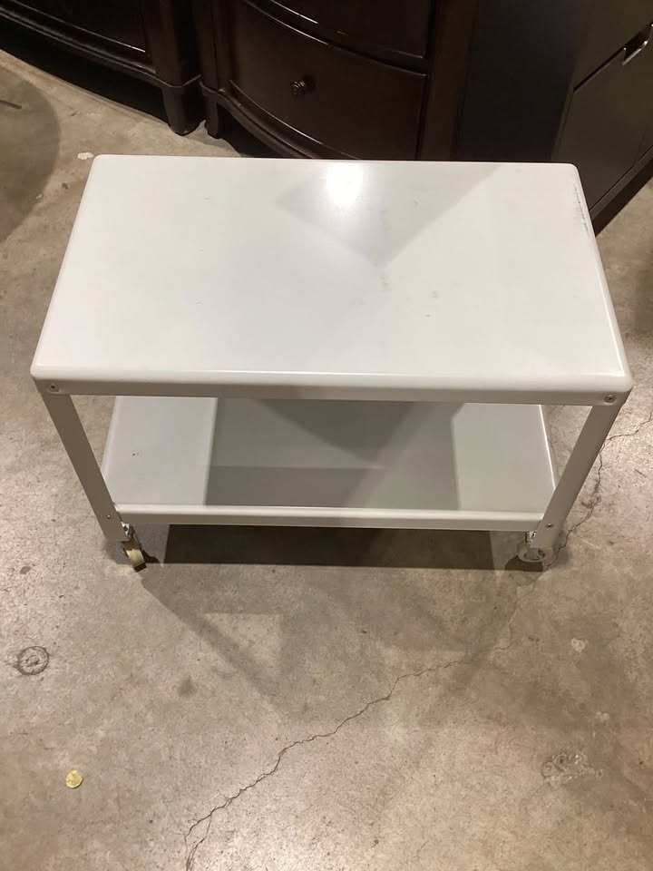 White Metal Rolling Cart