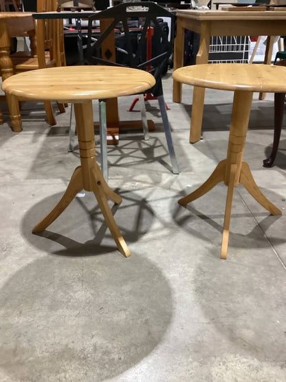 Round Wooden Side Table - Set of Two