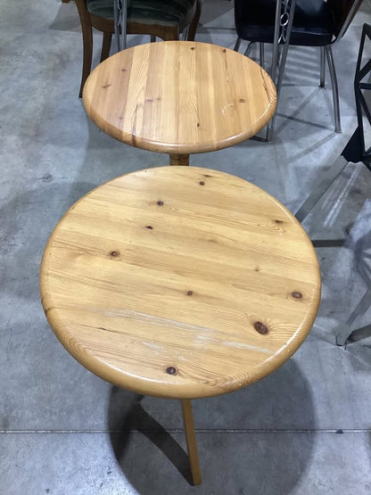 Round Wooden Side Table - Set of Two