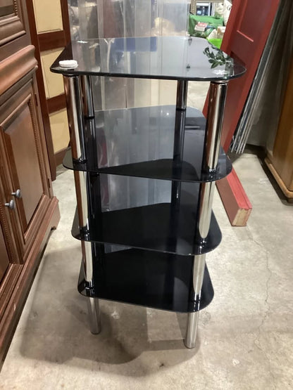 Black Glass & Chrome 3-Tier Stand