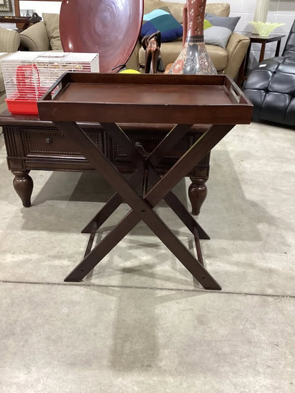 Brown Wood Butler Tray Table