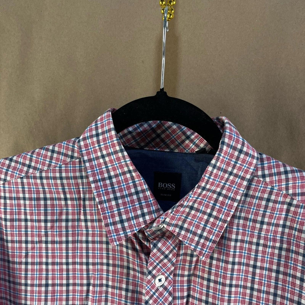BOSS Men’s Purple Checkered Shirt (Size M)