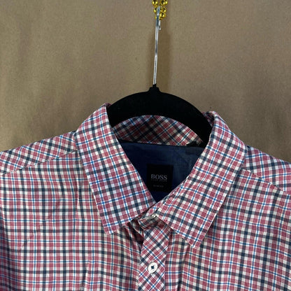 BOSS Men’s Purple Checkered Shirt (Size M)