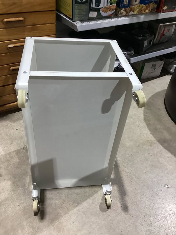 White Metal Rolling Cart