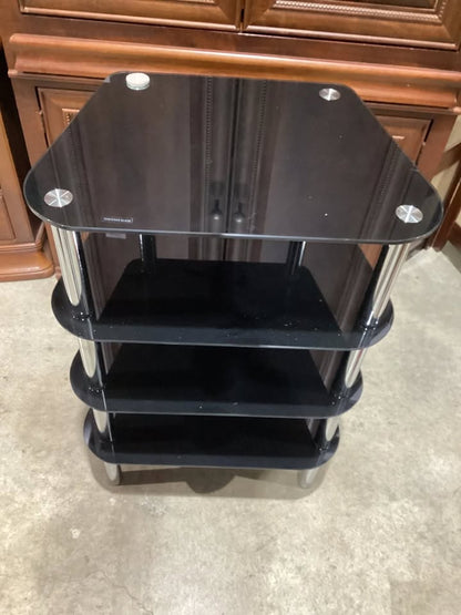Black Glass & Chrome 3-Tier Stand