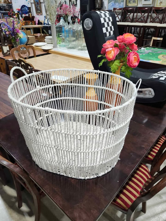 White Woven Stringed Basket