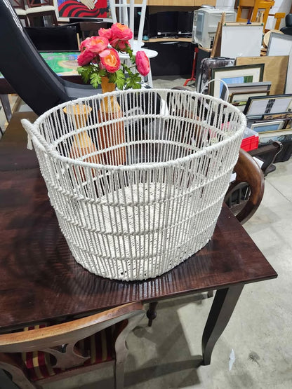 White Woven Stringed Basket