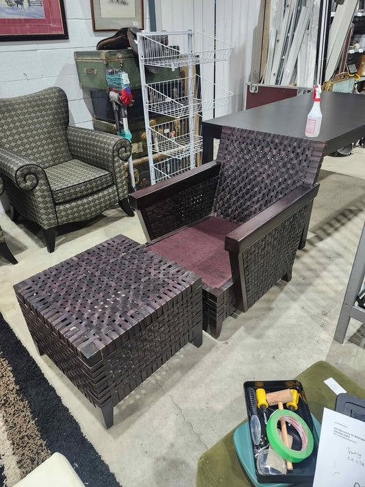 Woven Chair and Ottoman - indoor/outdoor.