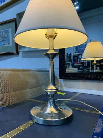 Silver Table Lamp with cream shade