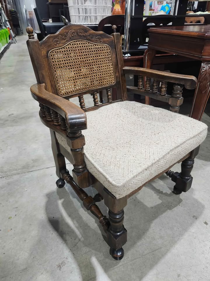 Vintage Wood Framed Rolling Chair