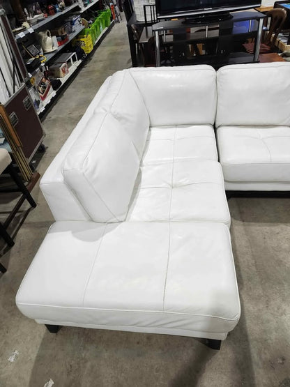 White Leather 2-Piece Sectional Sofa