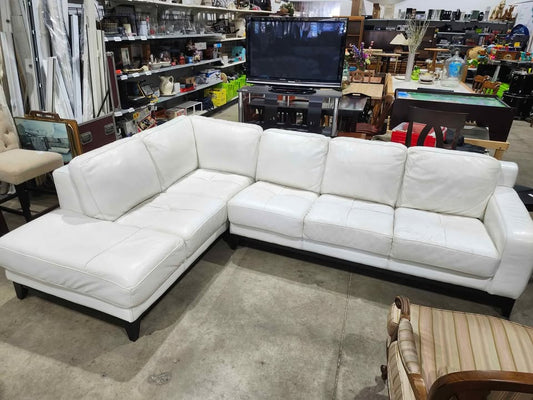 White Leather 2-Piece Sectional Sofa