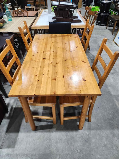 Pine Wood Dining Table with 4 Chairs