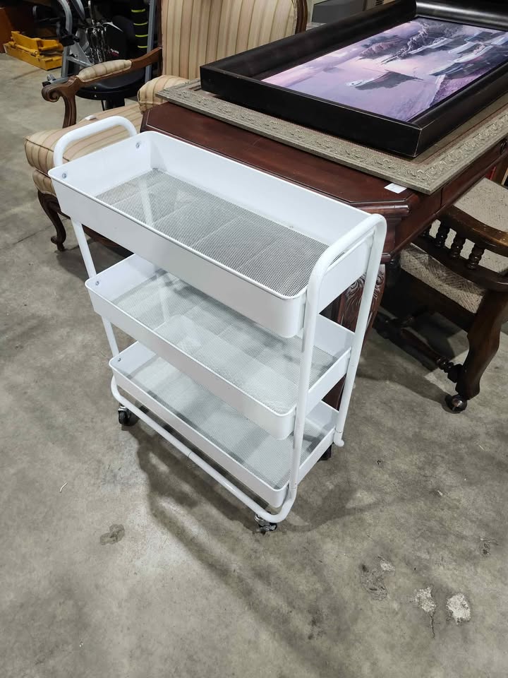 White 3-Tier Rolling Cart