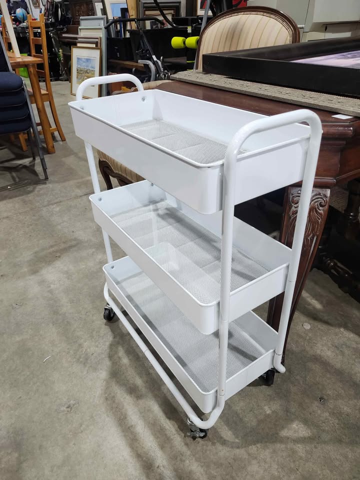 White 3-Tier Rolling Cart