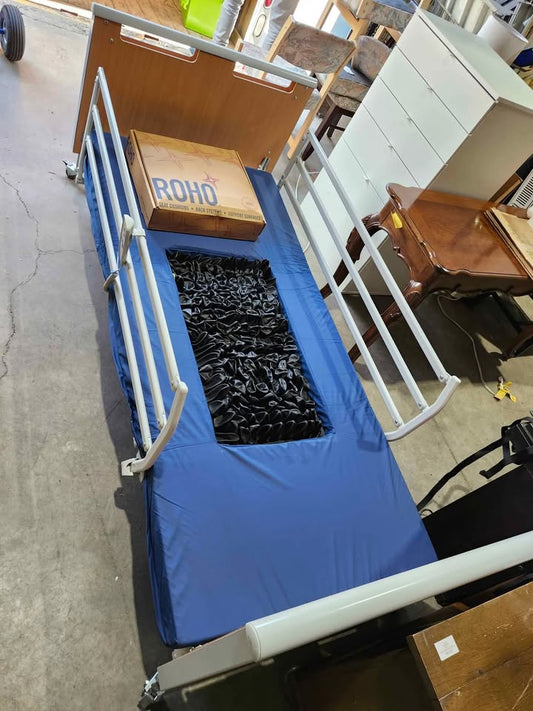 Invacare Etude Plus Hospital Bed + Roho Mattress & Cushion