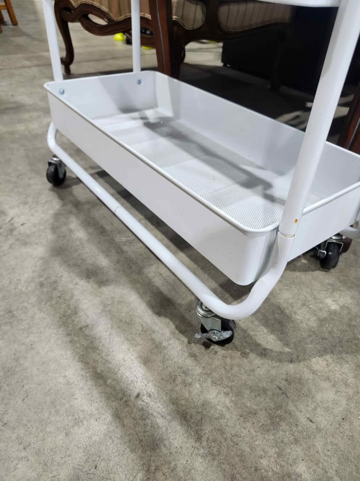 White 3-Tier Rolling Cart
