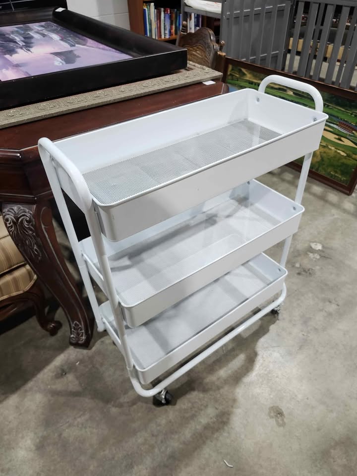 White 3-Tier Rolling Cart