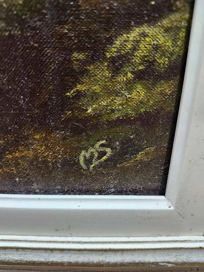 Framed Original Lake Oil Painting