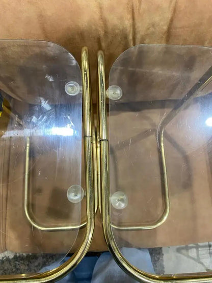 Golden Glass Side Tables — Set of 2