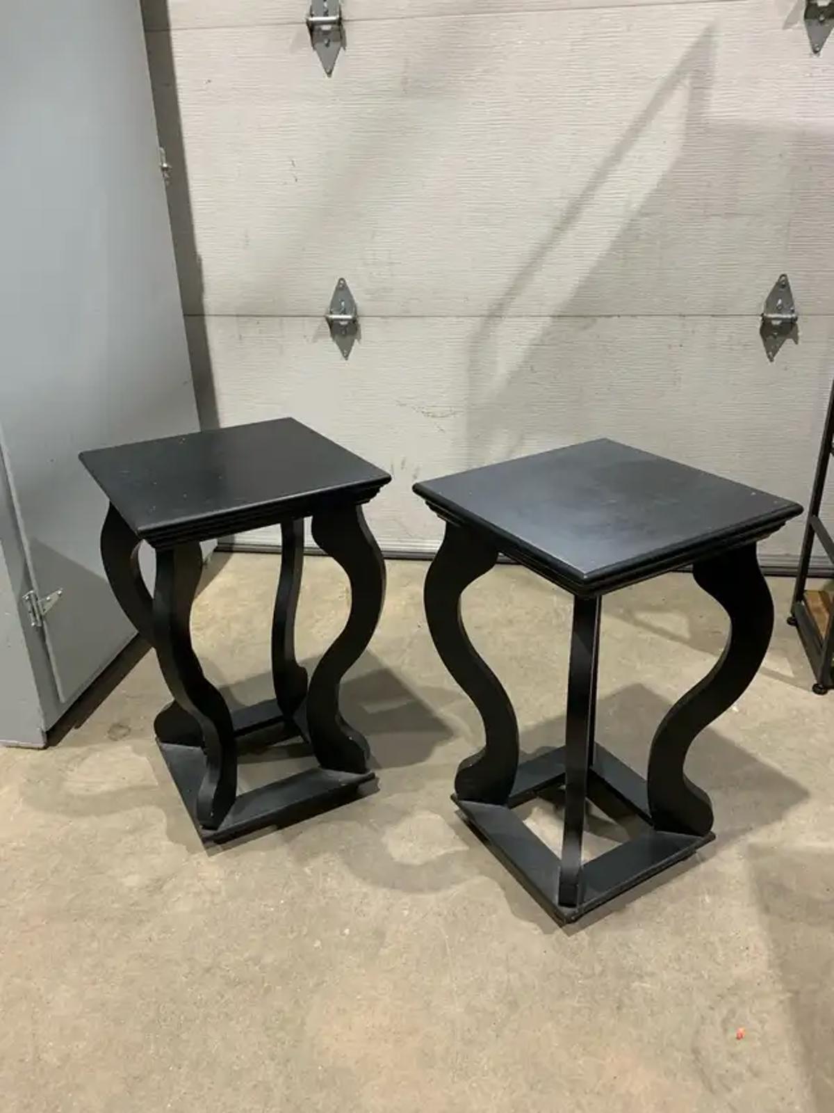 Square Black Side Tables with curved legs